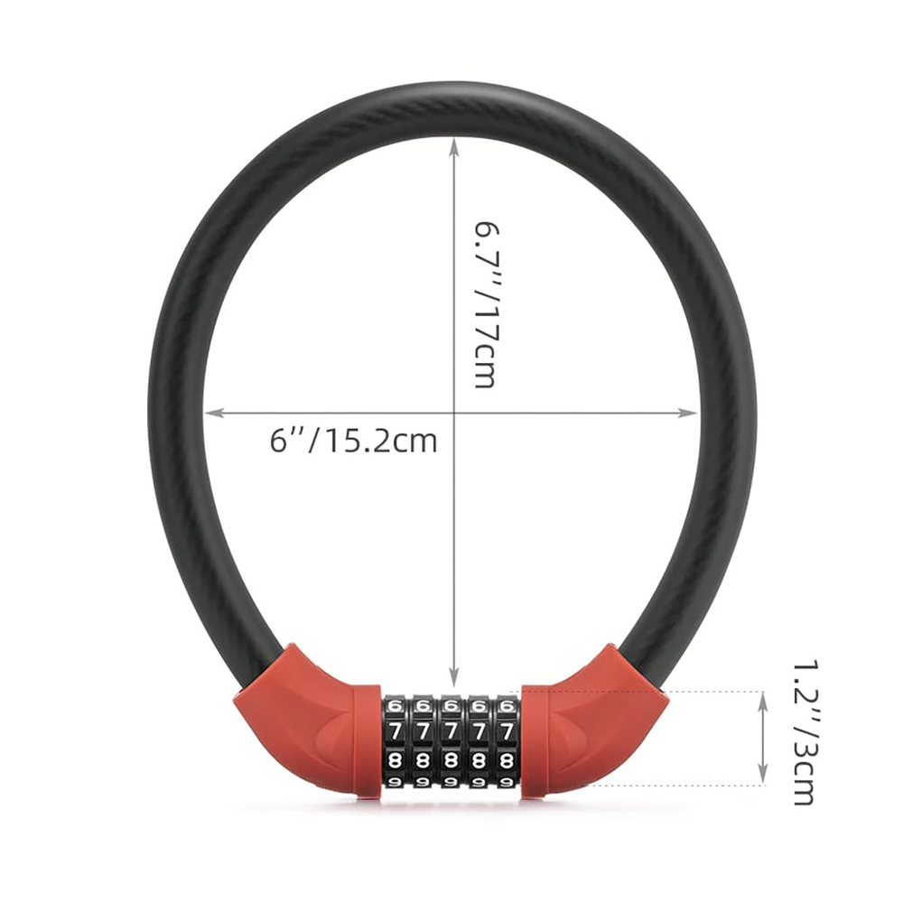 Rockbros RKS870-RD dviračio spyna su kodu, plieno kabelis, 85 cm - raudona