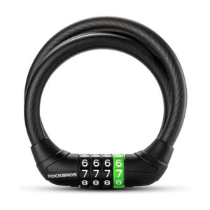 Rockbros 87632 dviračio užraktas su kodu, plieno kabelis, 115 cm - juodas