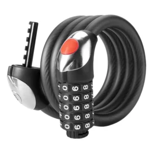 Rockbros RKS531 dviračio užraktas su 5 skaitmenų kodu, plieno kabelis, 180 cm, su LED apšvietimu - juodas
