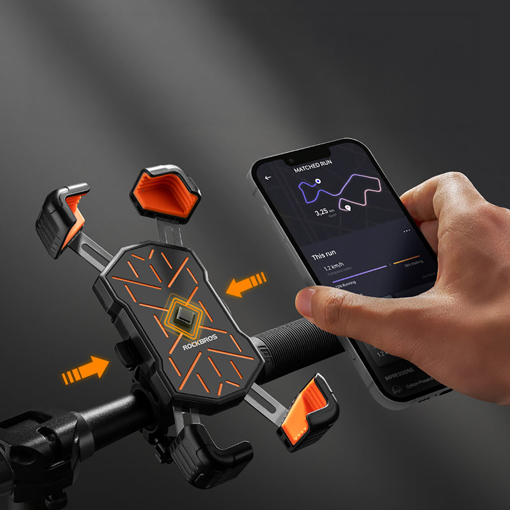 Rockbros HW-117 Vairo žiabinto telefono laikiklis - juoda ir oranžinė