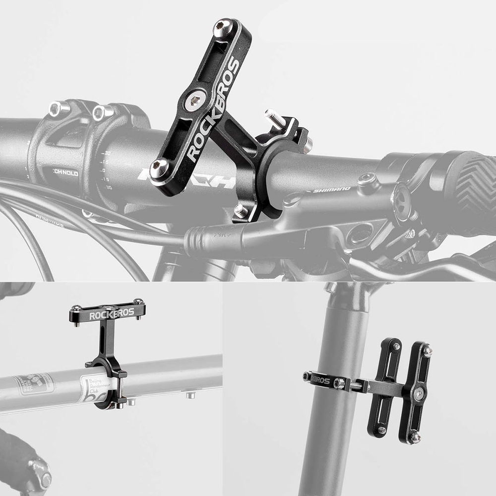 Rockbros KS-415 reguliuojamas aliuminio butelio laikikilčio adapteris - juodas