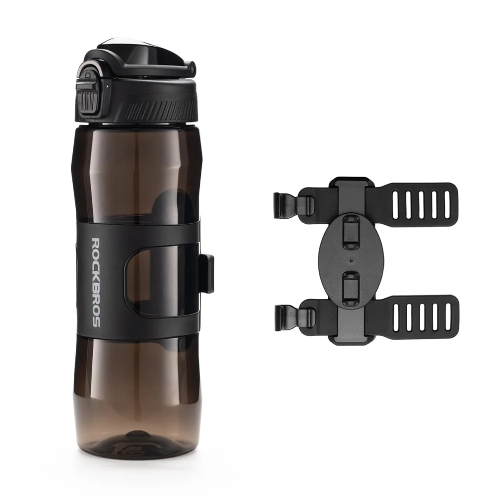 Rockbros S550H-1 700 ml šiluminis butelis su magnetiniu laikikiu ir tvirtinimo juostele - juodas