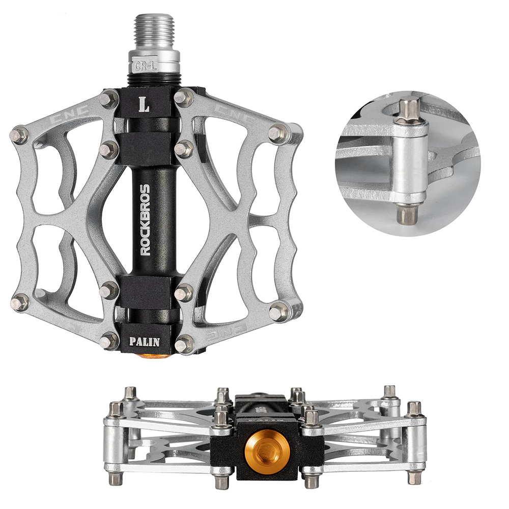 Rockbros JT201012LS 2010-12L Aliuminio platformos dviračio pedalai - sidabriniai