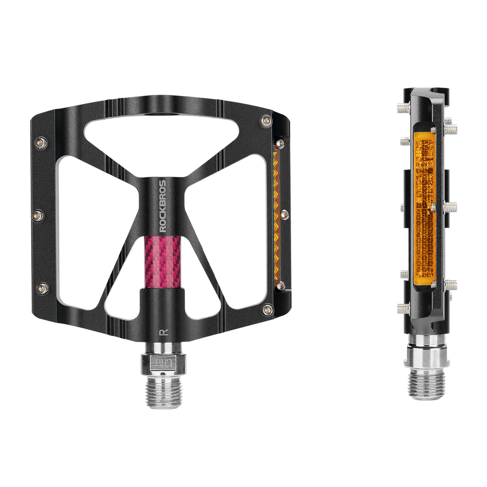 Rockbros K307PT aliuminio atspindintys platforminiai dviračio pedalai - Juodi