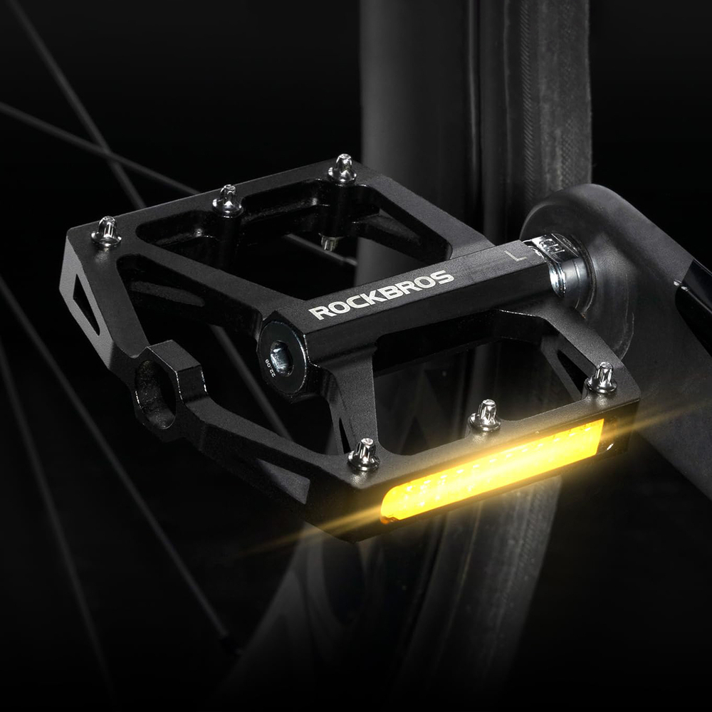 Rockbros K371 atspindintys aliuminio dviračio pedalai su sandariais guoliais - juodi