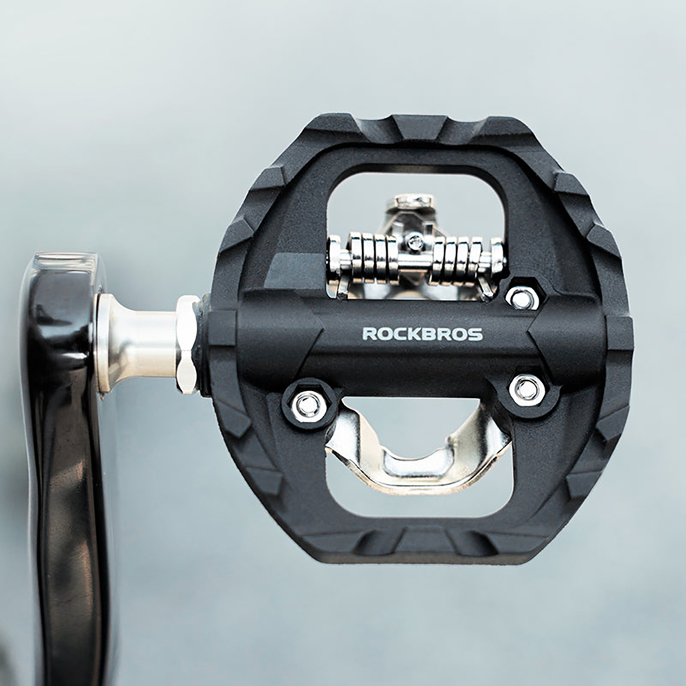 Rockbros M108 nailono pusiau užrakinami dvipusiai dviračio pedalai - juodi