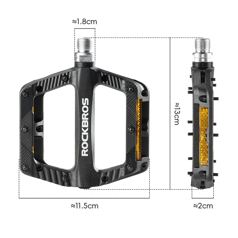 Rockbros BP2501 Atšvaitos Nailoniniai Dviračio Pedalai - Juodi