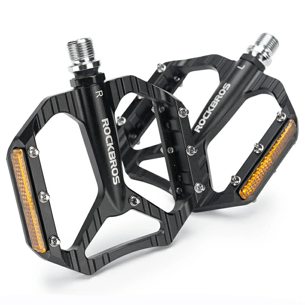 Rockbros C700 Atšvaitos Aliumininiai Platforminiai Dviračio Pedalai - Juodi
