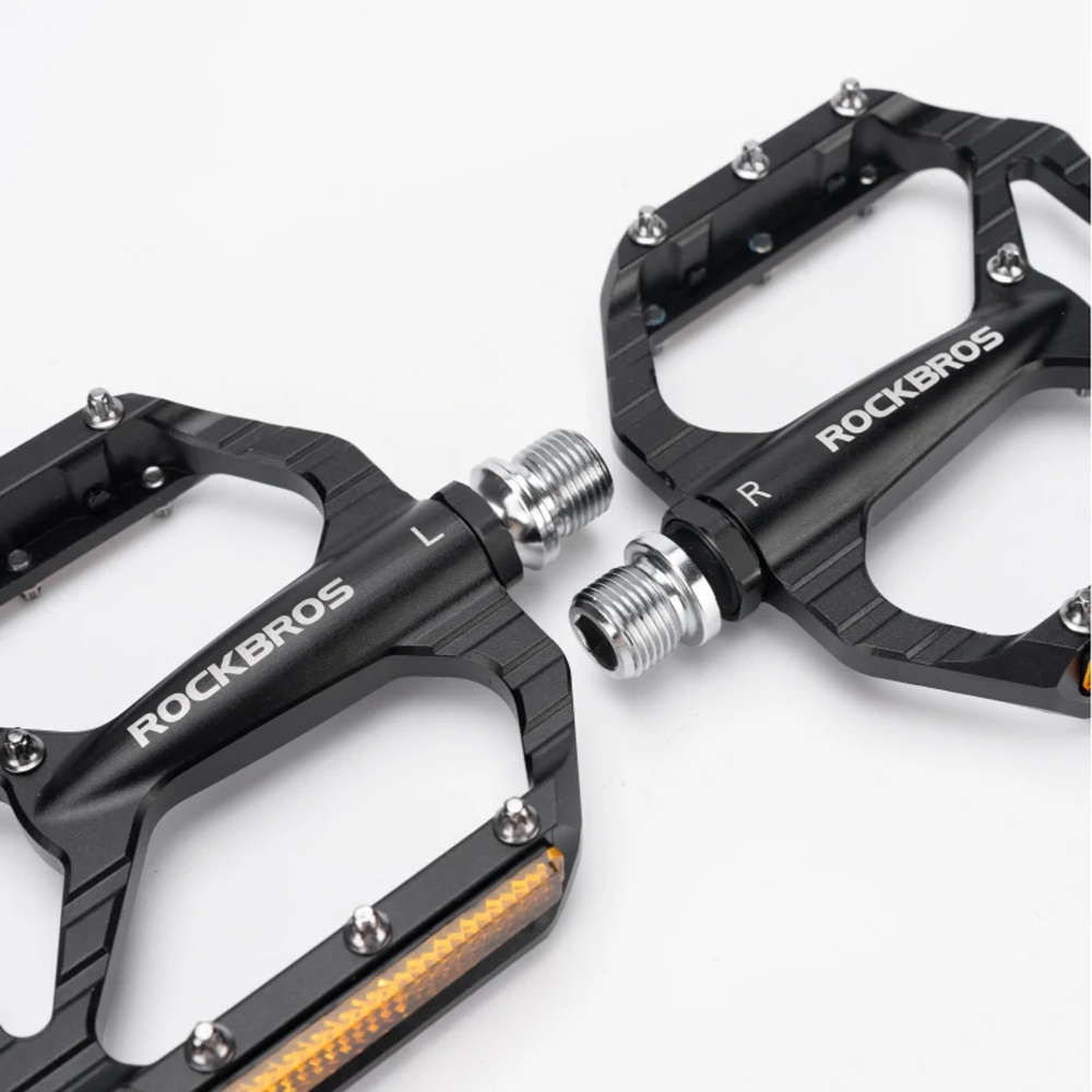 Rockbros C700 Atšvaitos Aliumininiai Platforminiai Dviračio Pedalai - Juodi