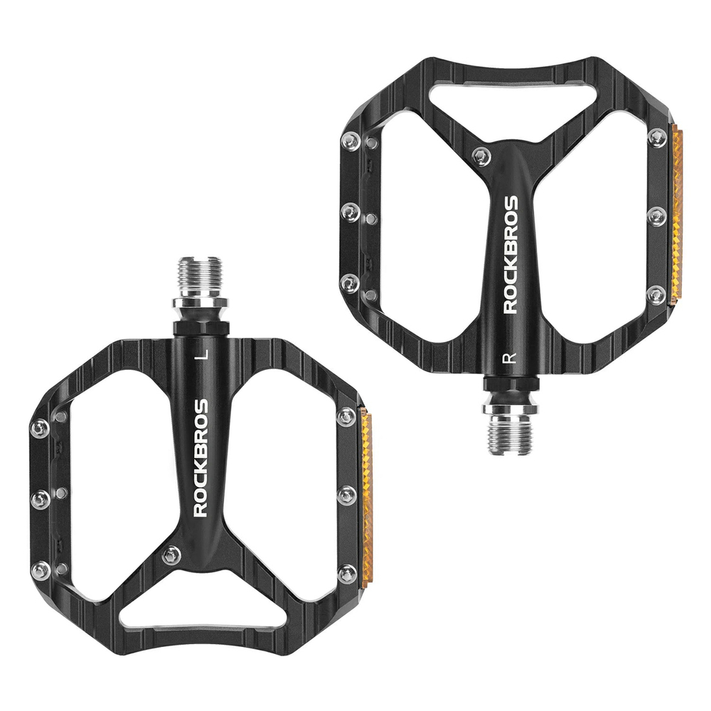 Rockbros C700 Atšvaitos Aliumininiai Platforminiai Dviračio Pedalai - Juodi