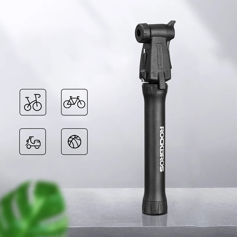 ROCKBROS TM-1701P 80 PSI Mini dviračio pompa Presta ir Schrader vožtuvams - juoda