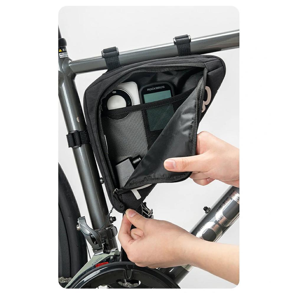 Rockbros G002 Flash Journey trikampio rėmo dviračio krepšys 1.4L - Juodas