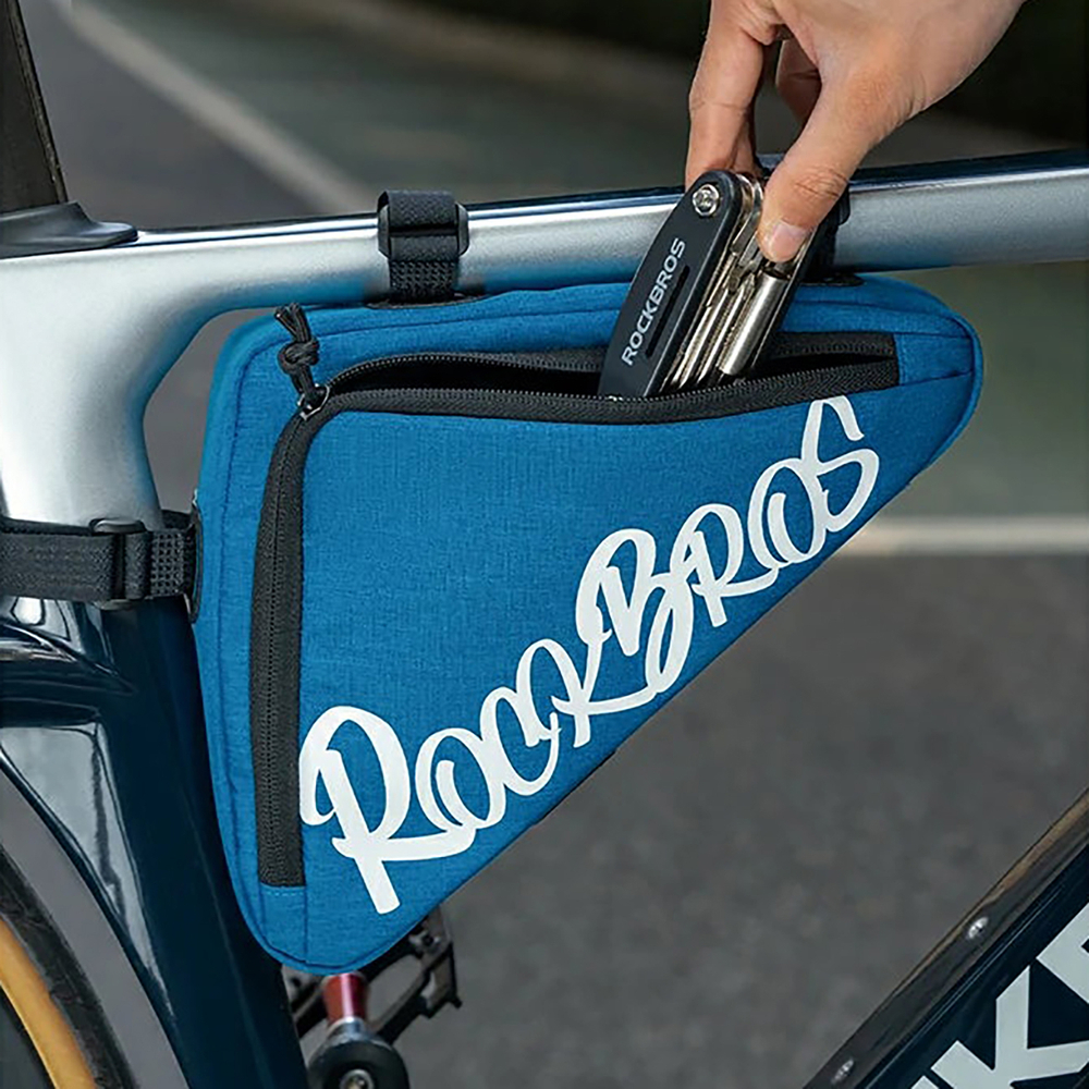 Rockbros G002 Flash Journey trikampis rėmo dviračio krepšys 1,4L - mėlynas