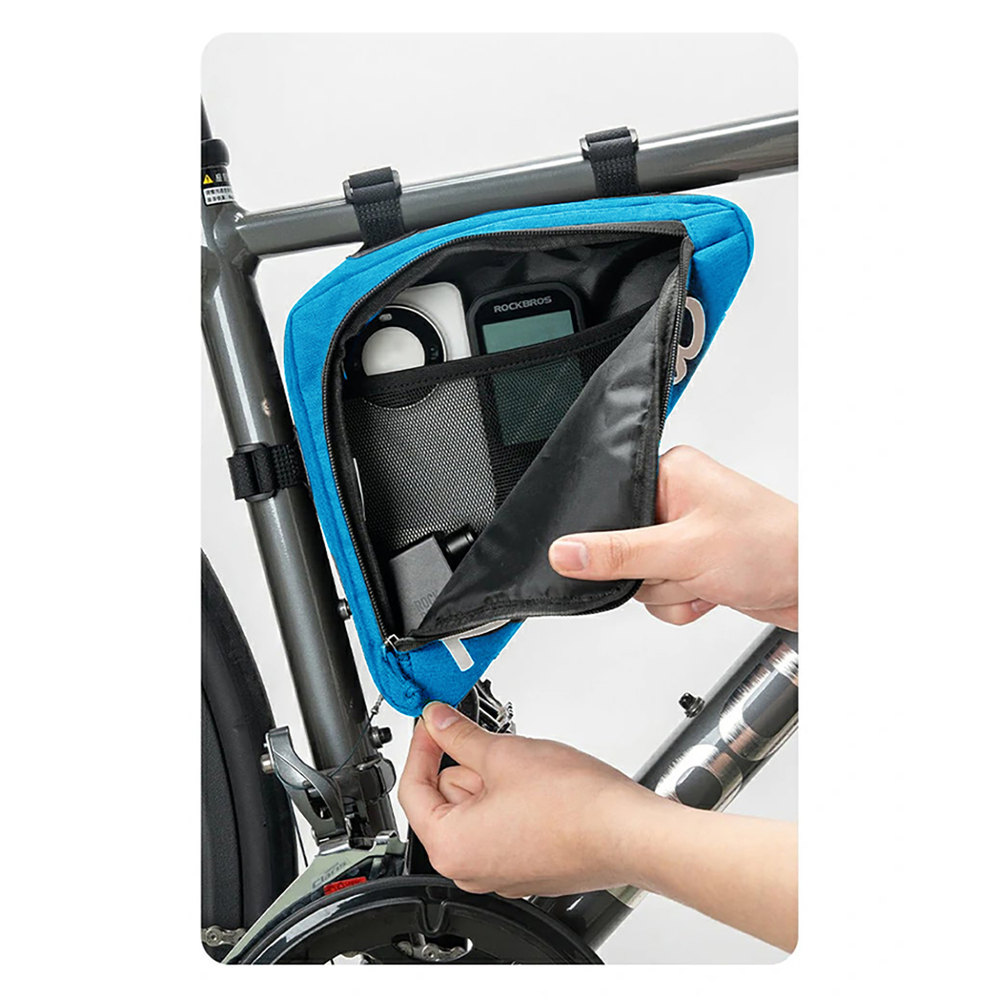 Rockbros G002 Flash Journey trikampis rėmo dviračio krepšys 1,4L - mėlynas