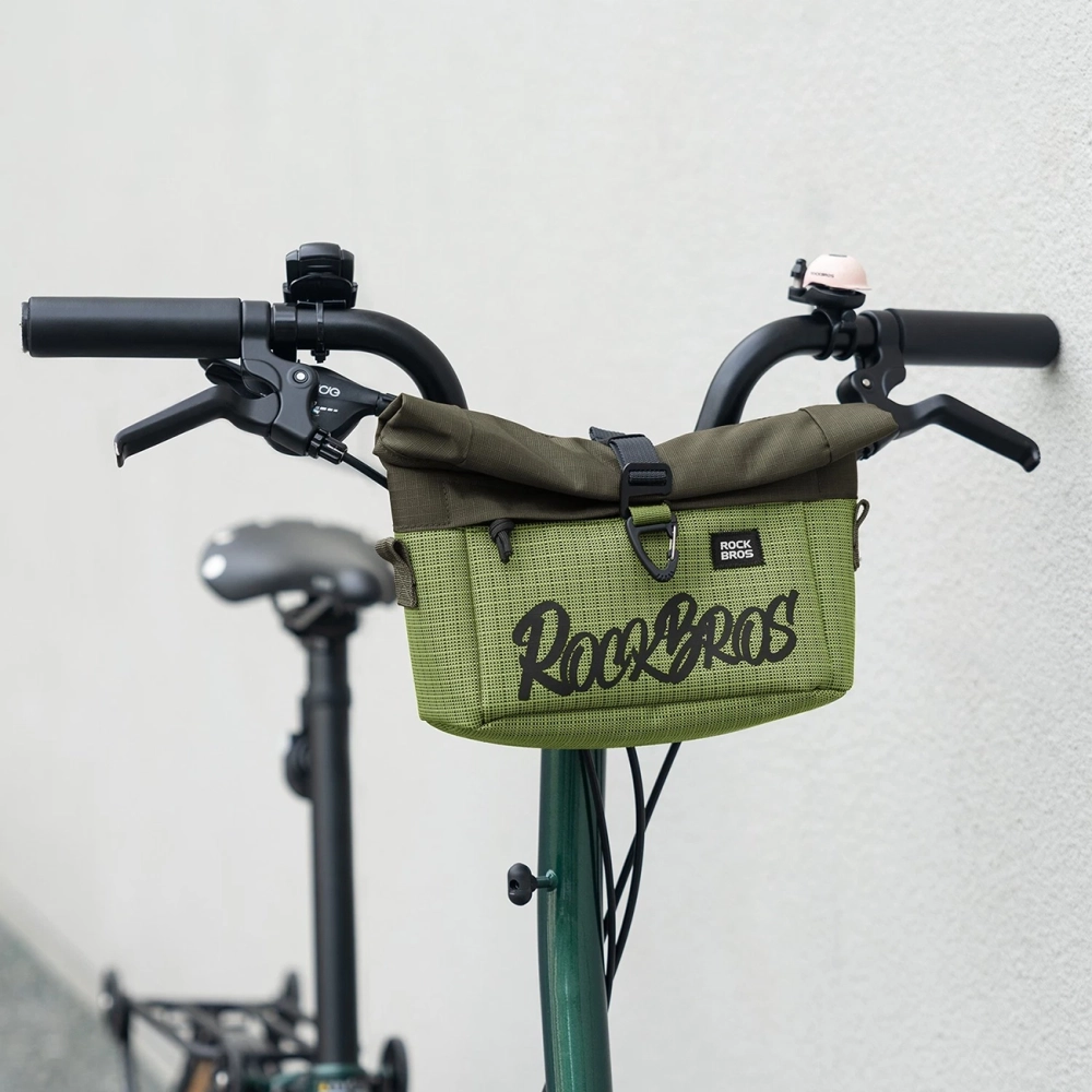 Rockbros W020 dvigubos paskirties priekinė krepšys, dviratis/pečiai - žalia