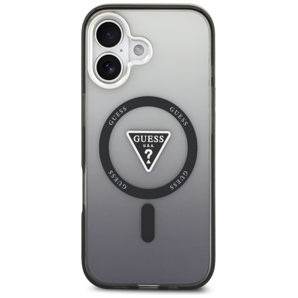 Guess IML Gradient Triangle Logo MagSafe dėklas iPhone 17 - juodas