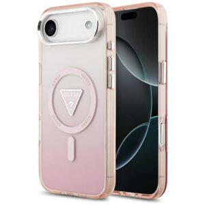 Guess IML Gradient Triangle Logo MagSafe dėklas iPhone Air - rožinis