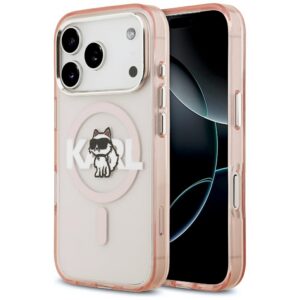 Karl Lagerfeld IML Choupette Sketch Logo MagSafe dėklas iPhone 17 Pro - rožinis