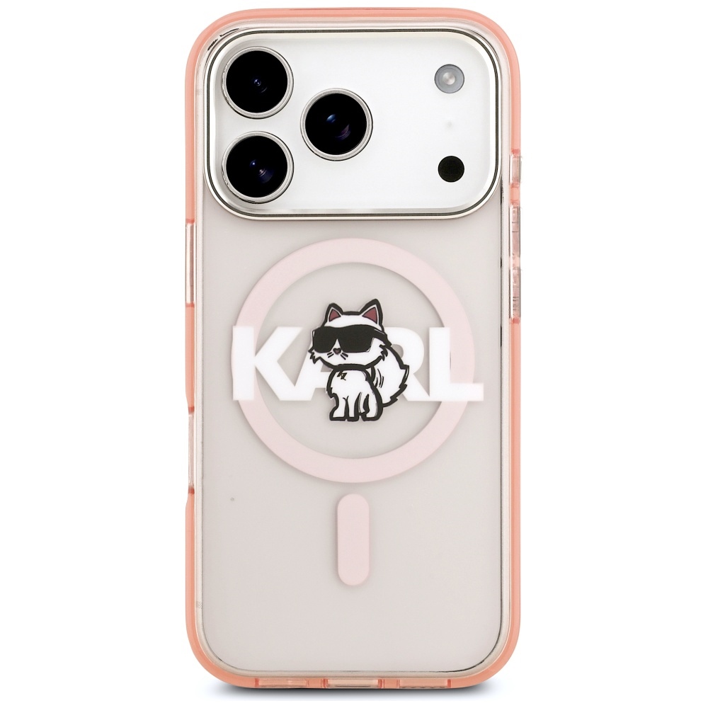 Karl Lagerfeld IML Choupette Sketch Logo MagSafe dėklas iPhone 17 Pro - rožinis