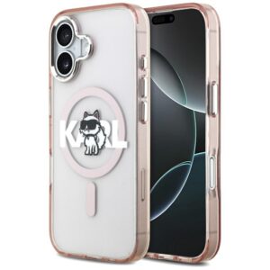 Karl Lagerfeld IML Choupette Sketch Logo MagSafe dėklas iPhone 17 - rožinis