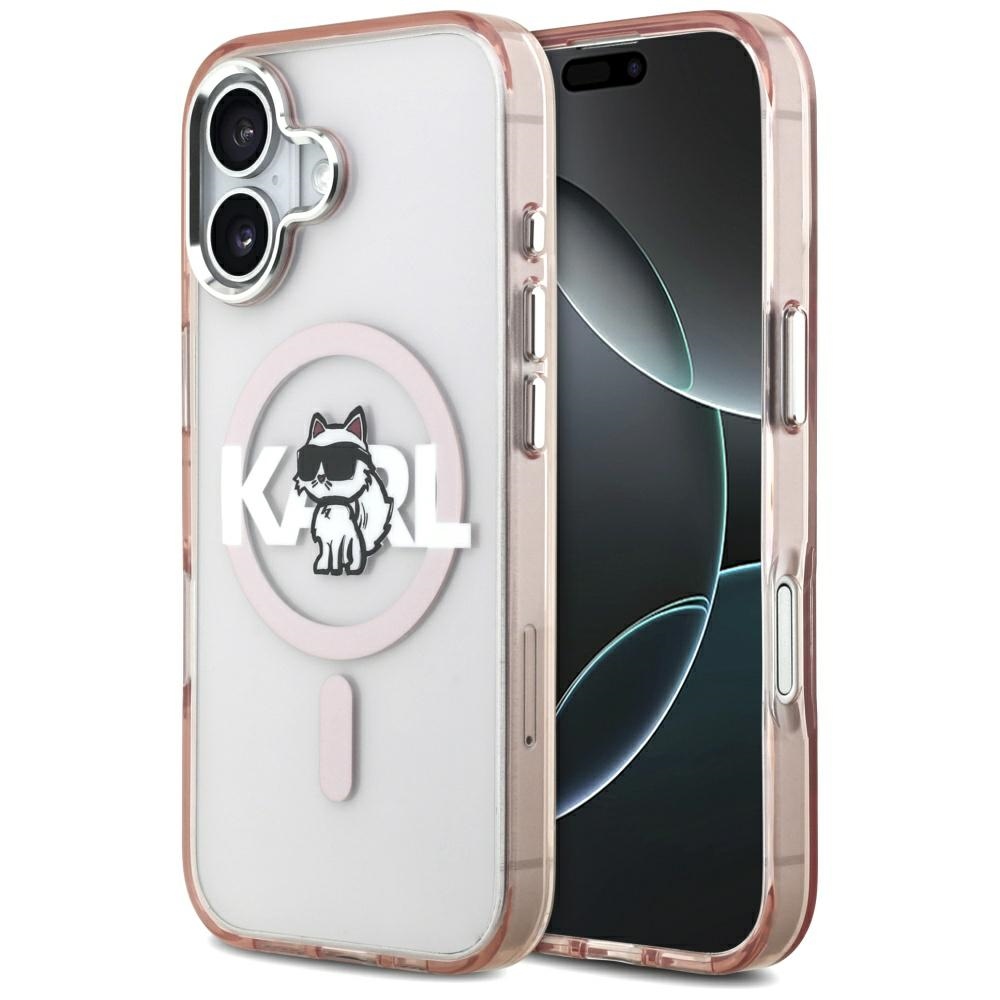 Karl Lagerfeld IML Choupette Sketch Logo MagSafe dėklas iPhone 17 - rožinis