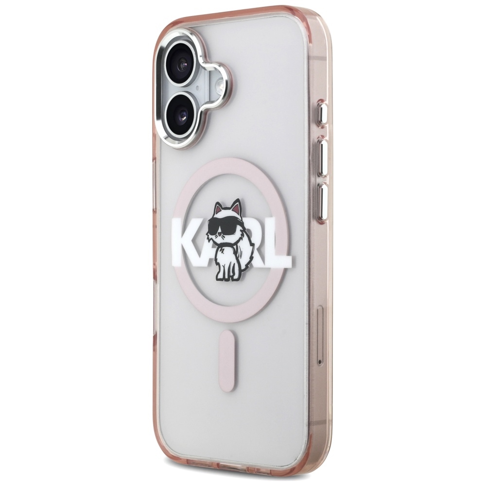 Karl Lagerfeld IML Choupette Sketch Logo MagSafe dėklas iPhone 17 - rožinis