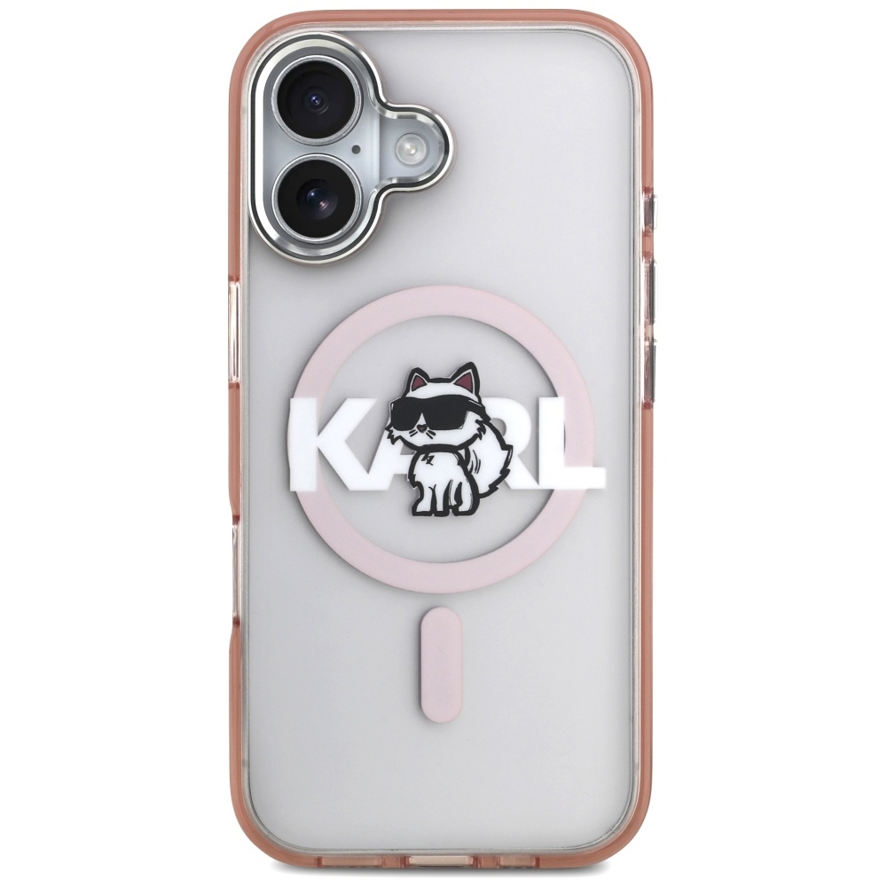 Karl Lagerfeld IML Choupette Sketch Logo MagSafe dėklas iPhone 17 - rožinis