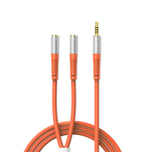 Orico AX2-10 garso kabelis 3.5mm minijack skaidytuvas ausiniams ir mikrofonui 1m kabelis - oranžinė