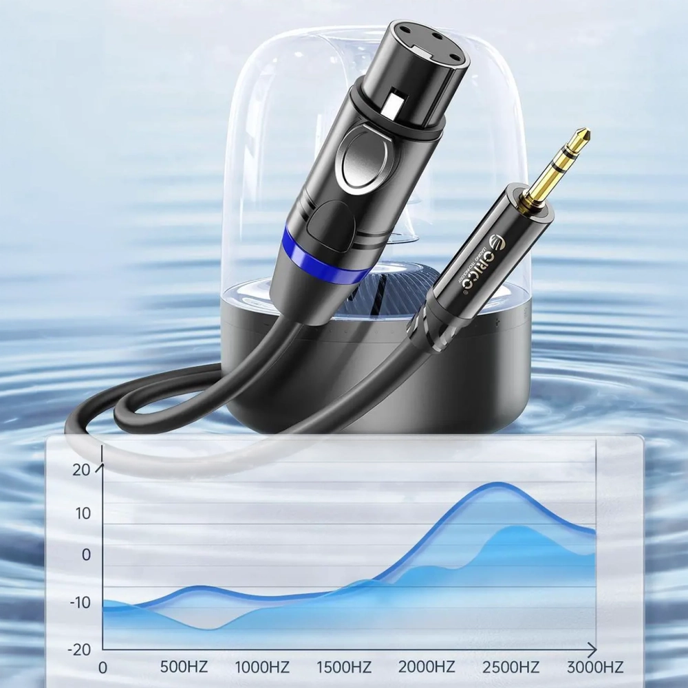 Orico AXKF mini jack 3.5 mm į XLR moterišką garso kabelį 5 m - juodas