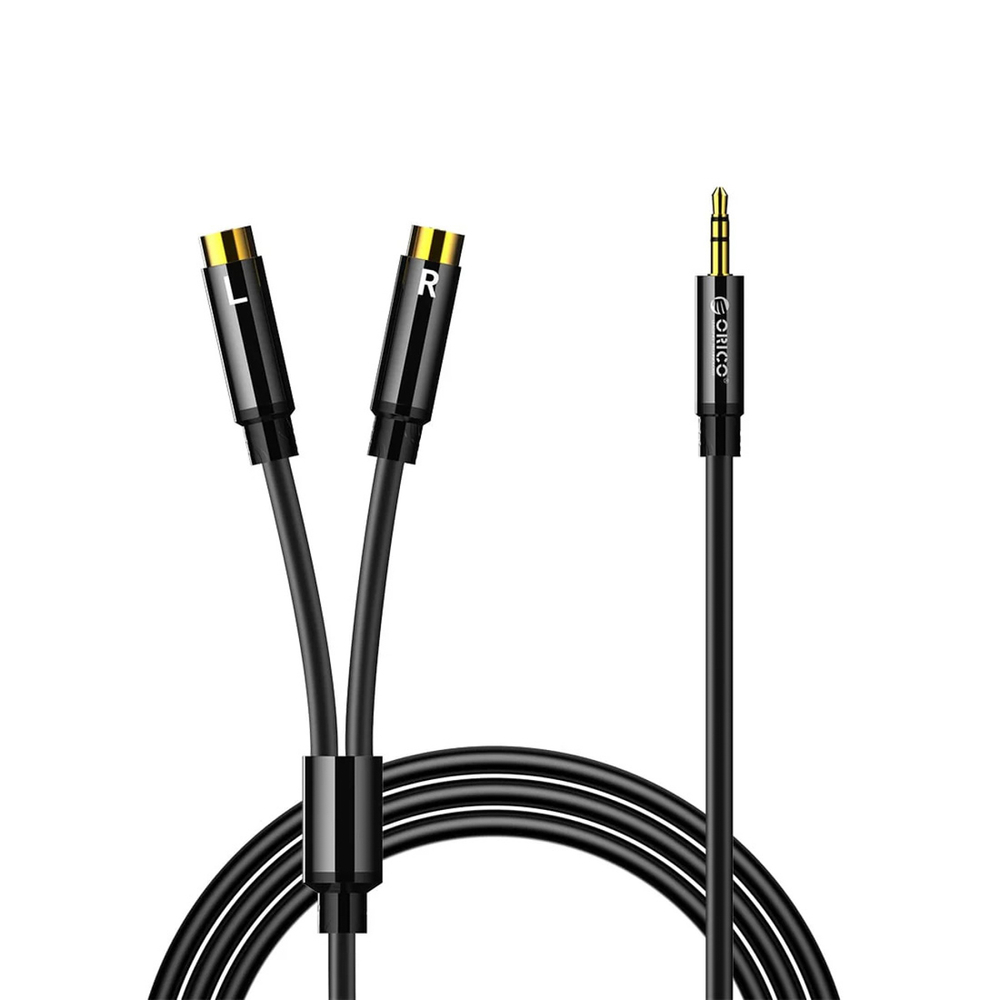Orico AXRF garso kabelis mini jack 3.5 mm į 2x RCA moterišką 5 m - juodas