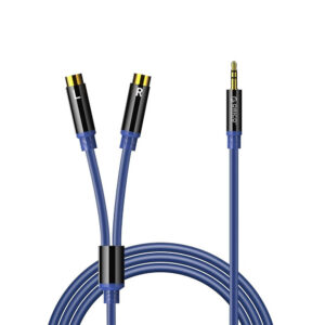 Orico AXRF garso kabelis mini jack 3.5 mm į 2x RCA moteriškus lizdus 1.5 m - mėlyna