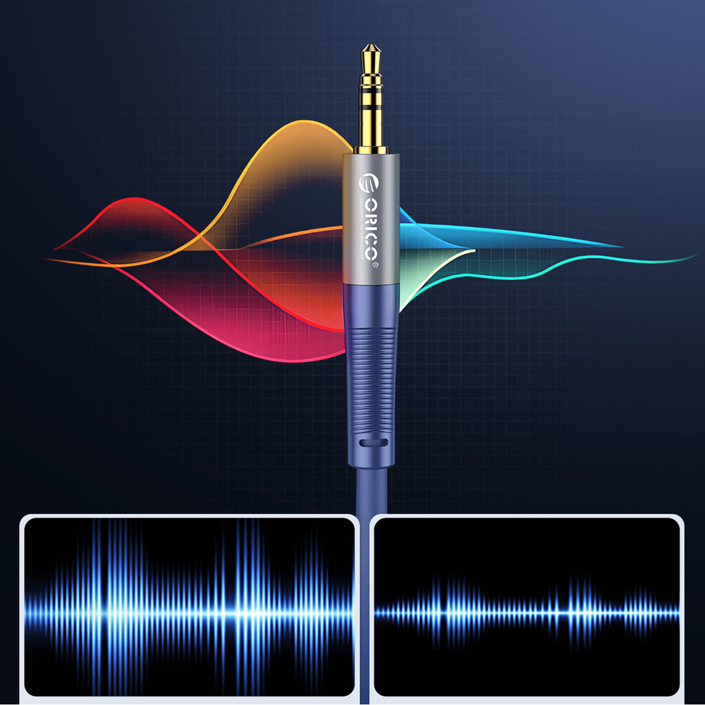 Orico AXRF garso kabelis mini jack 3.5 mm į 2x RCA moteriškus lizdus 2 m - mėlyna