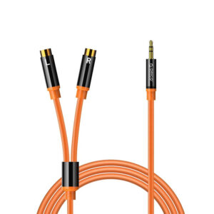 Orico AXRF garso kabelis mini jack 3.5 mm į 2x RCA moteriškus lizdus 3 m - oranžinė