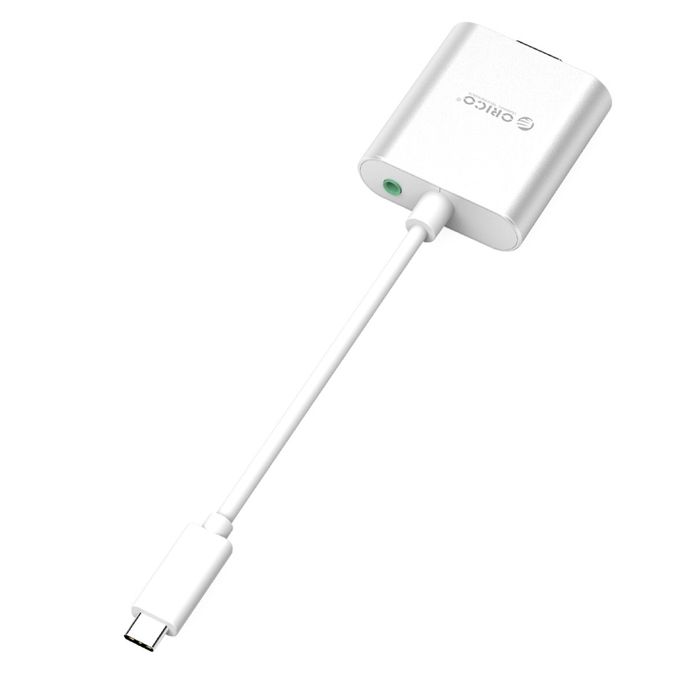 Orico PTAV USB-C - VGA adapteris ir 3,5 mm Full HD mini šonas 0,15 m - sidabrinė
