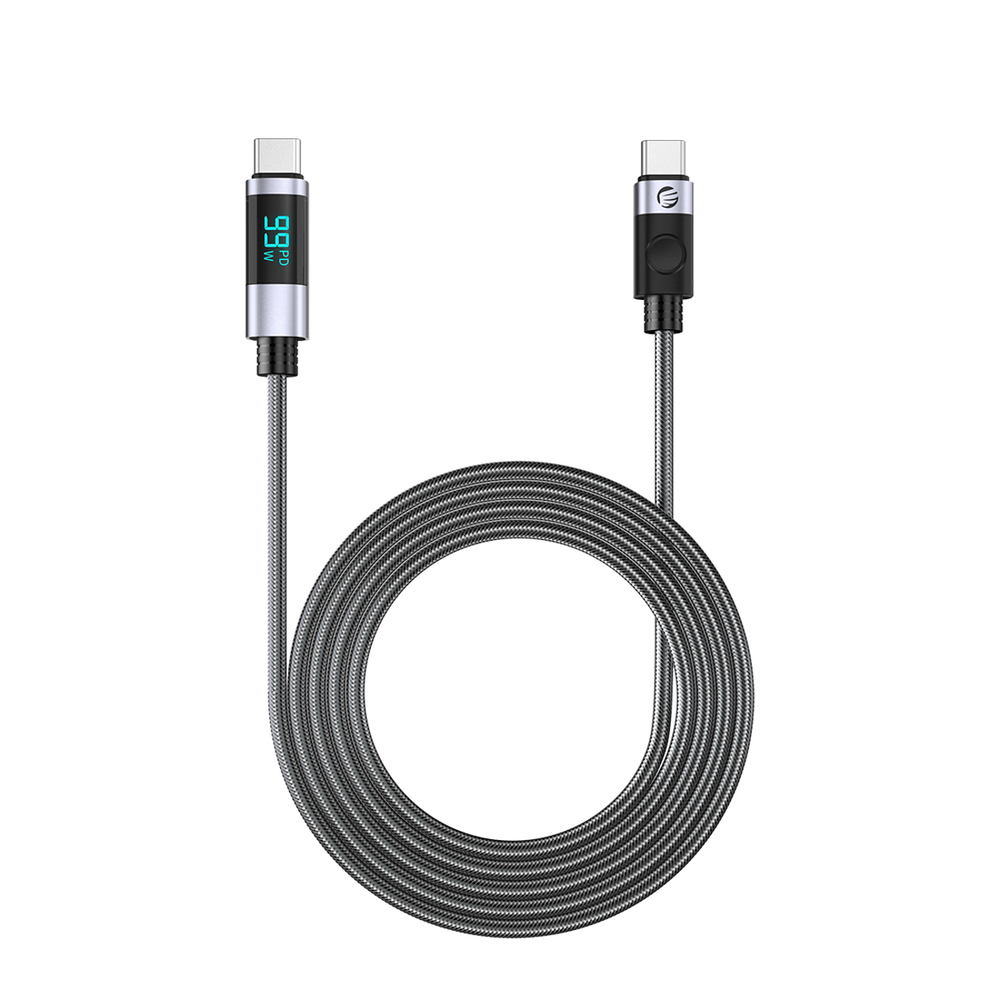Orico LDC2C USB-C - USB-C PD 100 W kabelis su LED ekranu 480 Mb/s 2 m - 2 vnt. - juodas