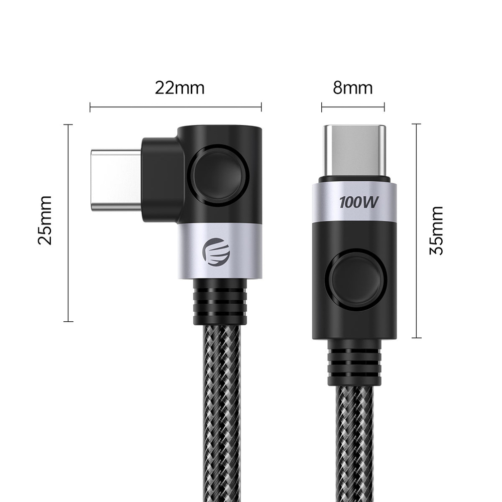 USB-C - USB-C kabelis Orico C2CW kampu PD 100 W 480 Mb/s 0,5 m - juodas