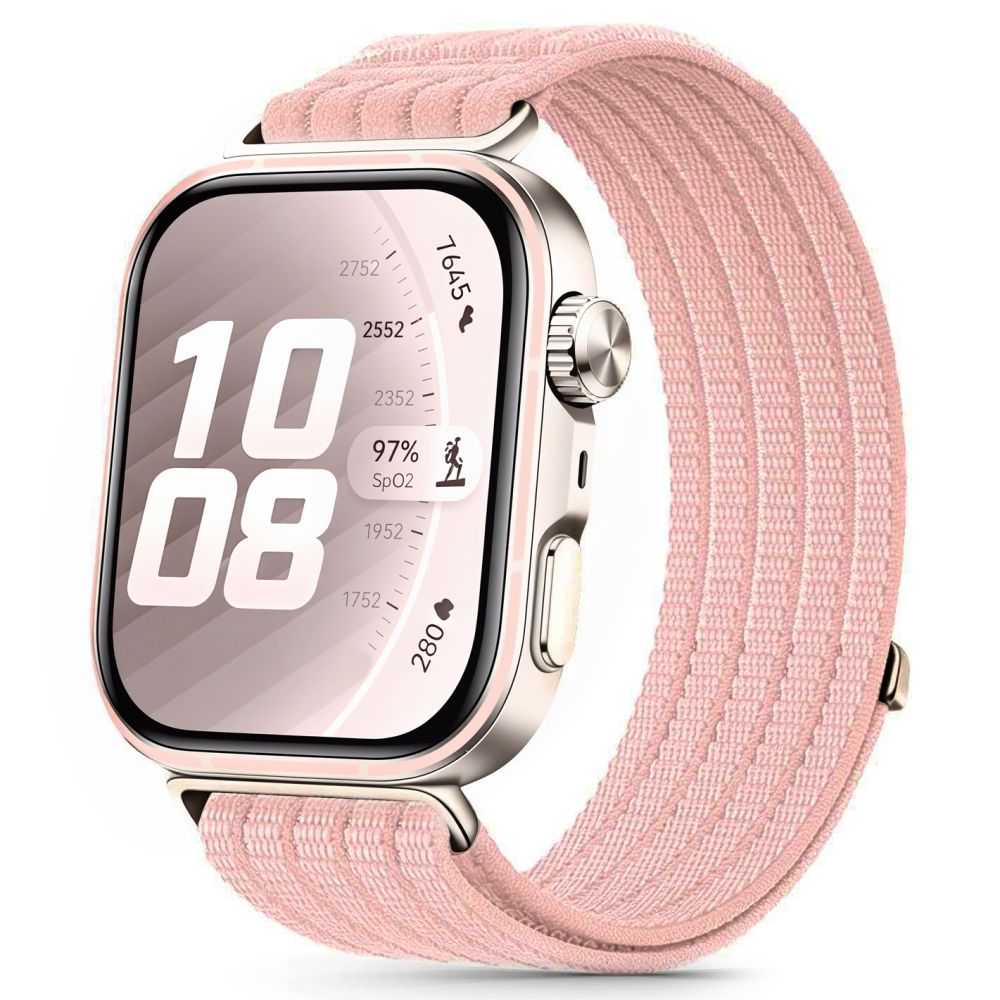Dirželis Tech-Protect Nylon Sport Huawei Watch Fit 3 / 4 / 4 Pro / 5 / 5 Pro, šviesiai rožinis