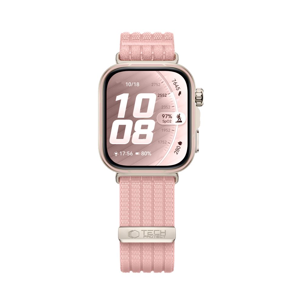 Dirželis Tech-Protect Nylon Sport Huawei Watch Fit 3 / 4 / 4 Pro / 5 / 5 Pro, šviesiai rožinis