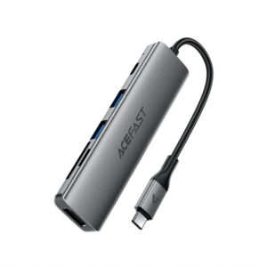 Acefast J18 USB Hub USB-C 6-in-1 HDMI 4K 60Hz PD90W Docking stotis - pilka