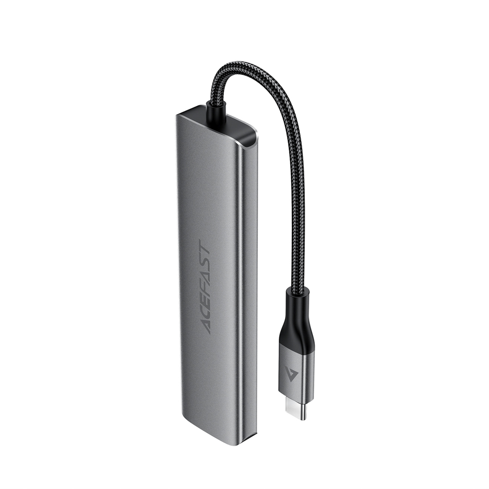 Acefast J18 USB Hub USB-C 6-in-1 HDMI 4K 60Hz PD90W Docking stotis - pilka