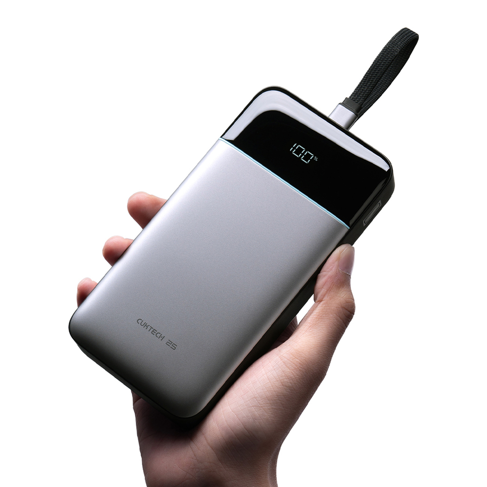 Cuktech LPB252N 120W 25000mAh išorinė baterija su integruotu USB-C kabeliu - pilka