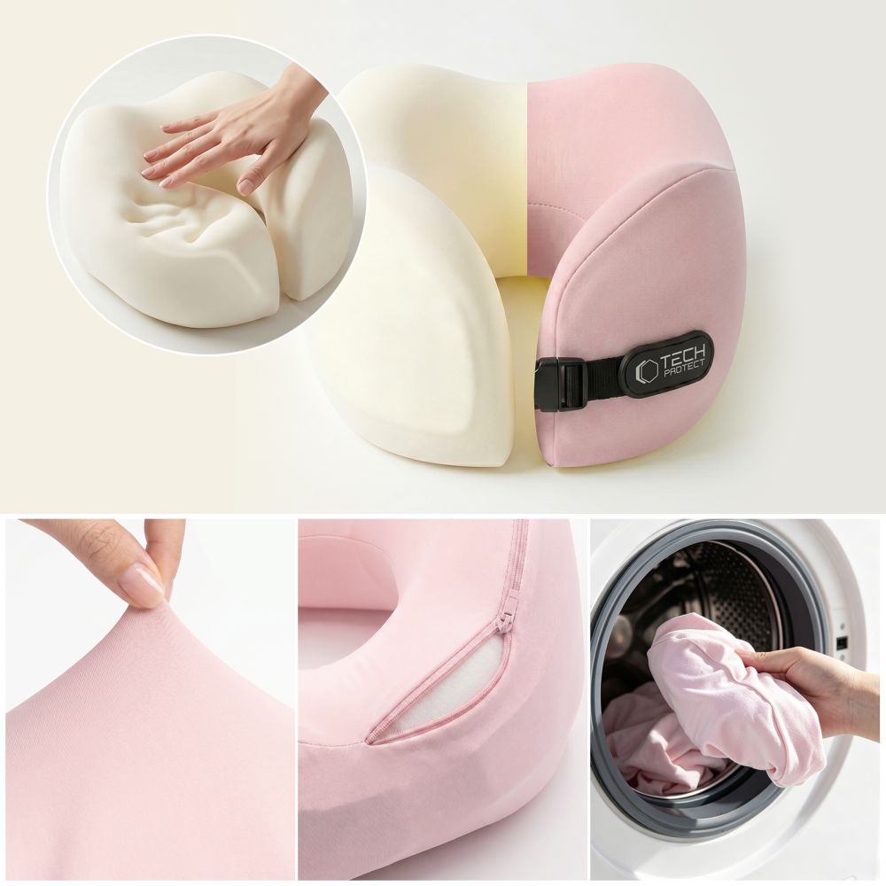 Kelioninė pagalvė kaklui Tech-Protect ComfortRest, rožinė