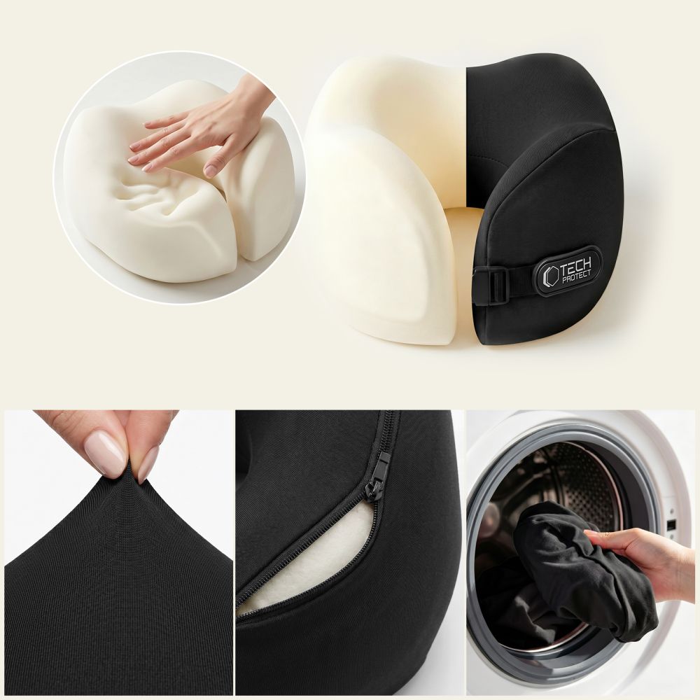 Kelioninė kaklo pagalvė Tech-Protect ComfortRest, juoda