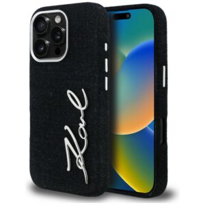 Karl Lagerfeld FW Jeans Signature Logo iPhone 16 Pro dėklas - Juoda