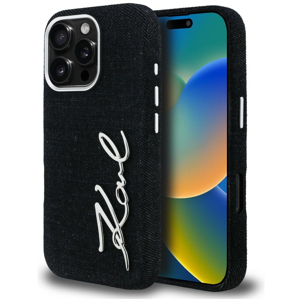 Karl Lagerfeld FW Jeans Signature Logo iPhone 16 Pro dėklas - Juoda