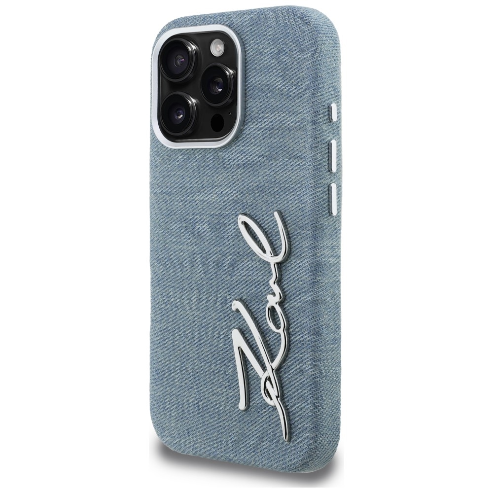Karl Lagerfeld FW Jeans Signature Logo iPhone 16 Pro dėklas - Mėlyna