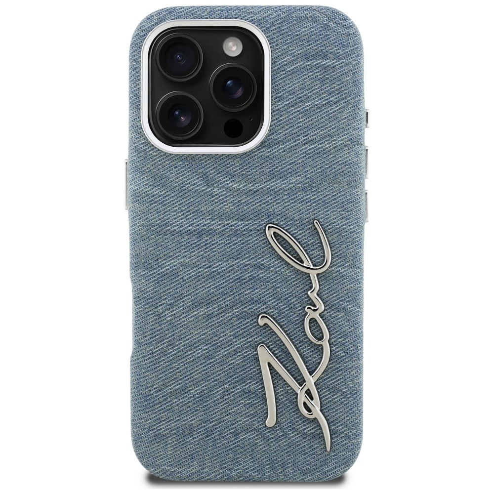 Karl Lagerfeld FW Jeans Signature Logo iPhone 16 Pro dėklas - Mėlyna