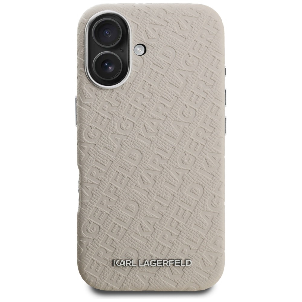 Karl Lagerfeld FW Stamped Karl MagSafe iPhone 16 dėklas - Smėlinė