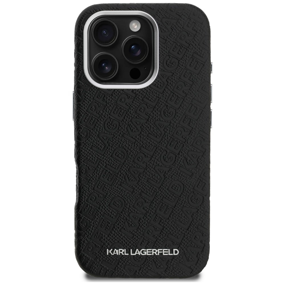 Karl Lagerfeld FW Stamped Karl MagSafe dėklas iPhone 16 Pro - Juodas