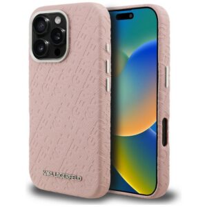 Karl Lagerfeld FW Stamped Karl MagSafe dėklas iPhone 16 Pro - Rožinis